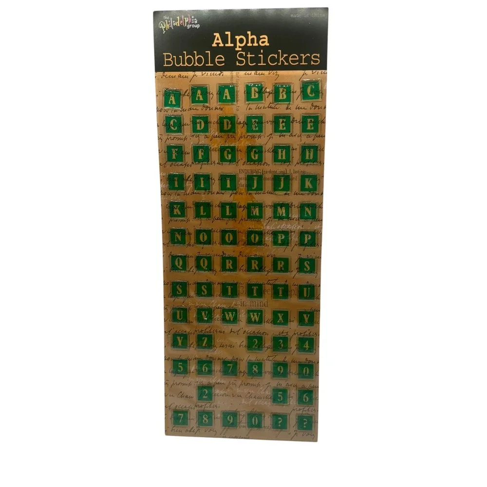 The Philadelphia Group Alpha Bubble Stickers 8 Sheets Multi Color Vintage Script